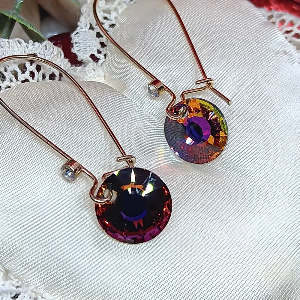 CALLURA Valcano Long Drop Earrings With Swarovski Crystal's